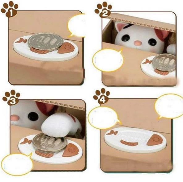 Zhltoys Para Yiyen Kedi Kumbara Choken Hırsız Banka Hediyelik - 4