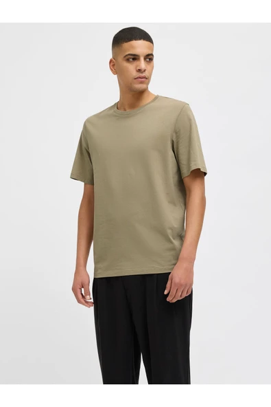 JACK JONES Erkek Yeşil Pamuklu Tişört 12156101