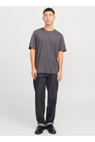 JACK JONES Erkek Gri Pamuklu Tişört 12156101