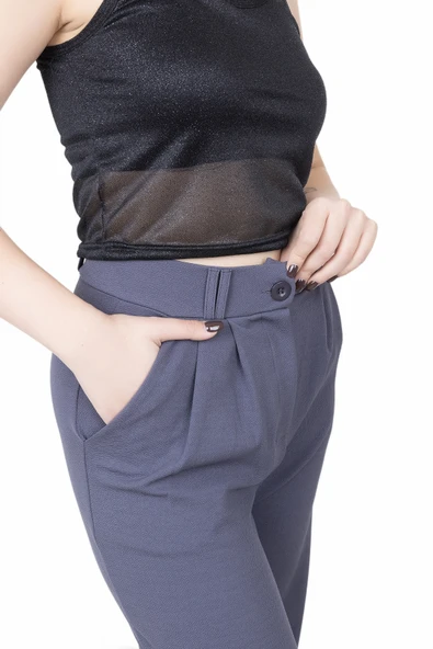 Looksense Kadın Kemerli Çift Köprülü  Pantolon 01014 - Resim 6