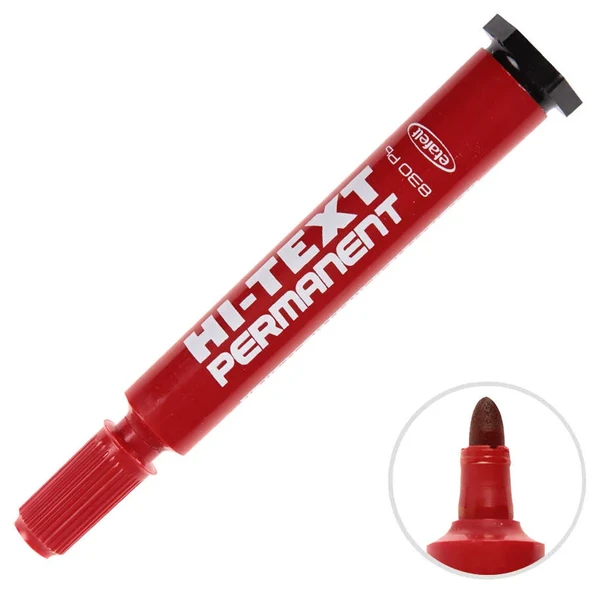 Hi-Text Markör Permanent Yuvarlak Uçlu Kırmızı | 830PB