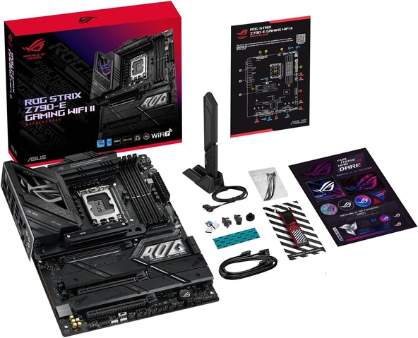 Asus ROG STRIX Z790-E GAMING WIFI II Intel Z790 DDR5 8000 LGA1700 DP HDMI 5x M2 USB3.2 WiFi 7 ATX (ROG STRIX Z790-E GAMING WIFI II ) Anakart - Resim 3