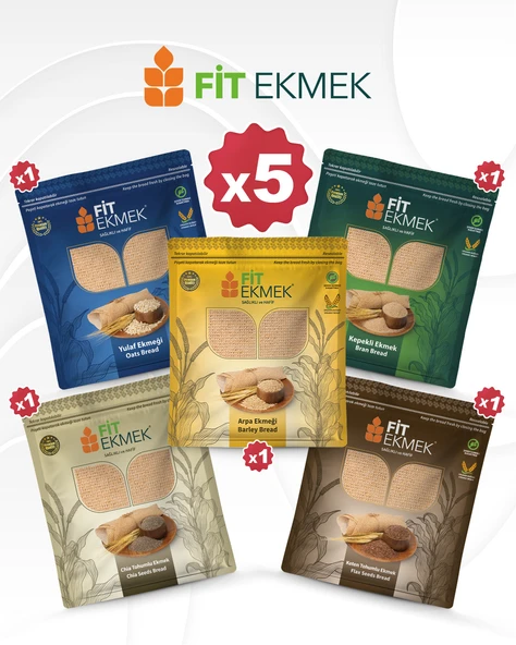 fit 3lü Kepekli ,3lü Yulafli ,3lü Chia ,3lü Arpa ve 3lü Keten Tohumlu Lavaş Ekmeği 300gr