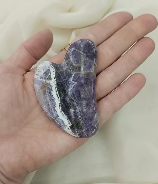 Ametist Gua Sha Yüz Vücut Masaj Aleti Doğal Taş Çakra - 2