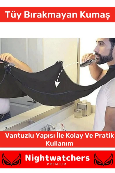 Deluxe Pratik Vakumlu Aynaya Yapıştırma Aparatlı Evde Saç Sakal Kesme Siyah Tıraş Örtüsü - 2