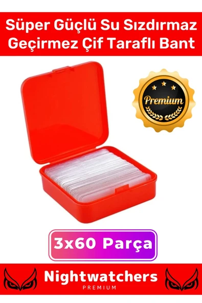 Deluxe Süper Güçlü Yapışkan Kolay Çıkarılabilir Çok Amaçlı 60 Parça Çift Taraflı Şeffaf Bant 3 Adet