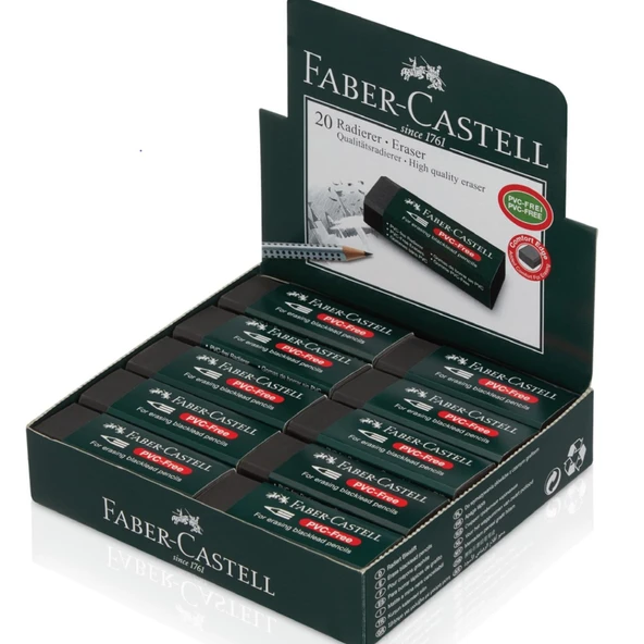 Faber Castell Büyük Boy No: 20 Pvc Free SİYAH Silgi 20 Adet