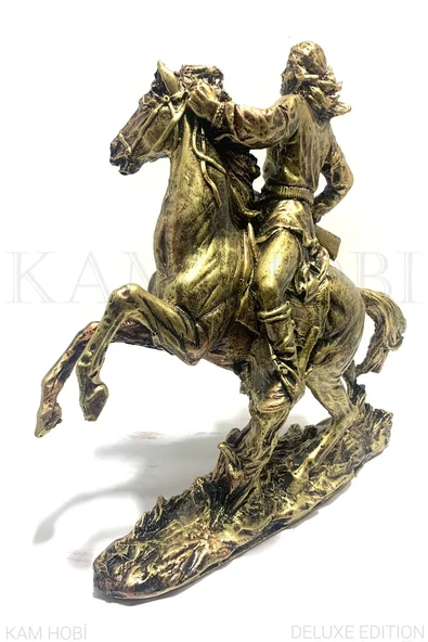 KIZILDERELİ AT ÜSTÜNDE HEYKEL 28CM - 3