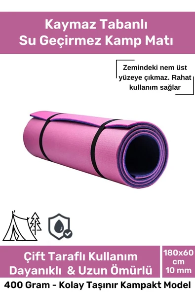 Premium Su Geçirmez Konforlu Taşıma Askılı Çift Taraflı Zemin Çadır Uyku Kamp Matı Yer Minderi 10mm