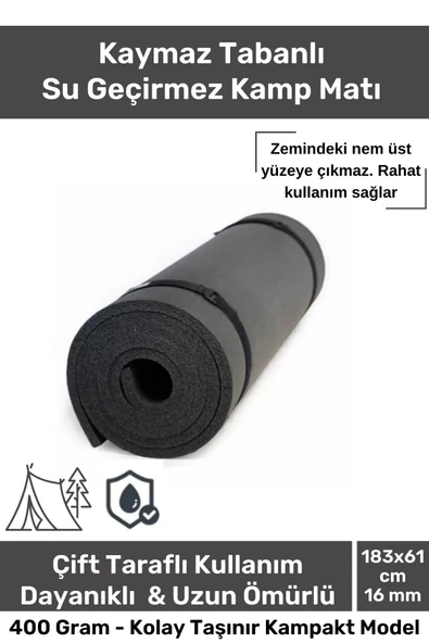 Premium Su Geçirmez Konforlu Taşıma Askılı Çift Taraflı Zemin Çadır Uyku Kamp Matı Yer Minderi 16mm