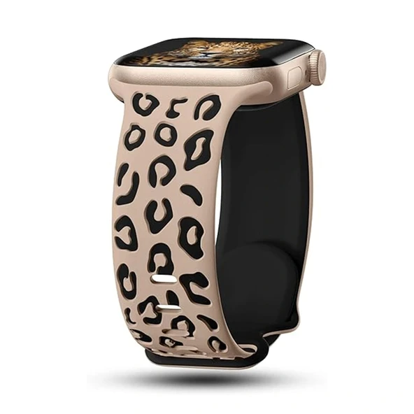 Apple Watch Ultra 2 49mm Redclick KRD-140 Leopar Desenli Kadın Silikon Kordon Kayış ürün görseli 1