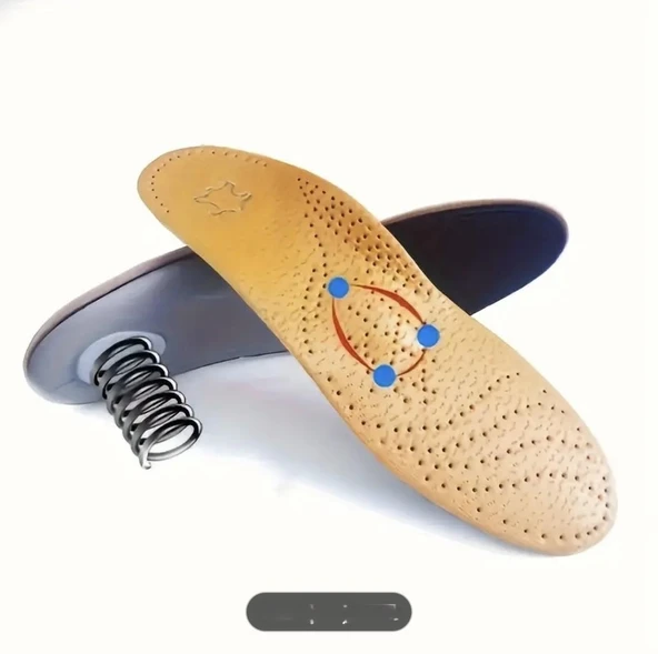 İçe Basma ,Düz Ve Çukur Tabanlar İçin Hakiki Deri Ortopedik Tabanlık- Naturel - 7