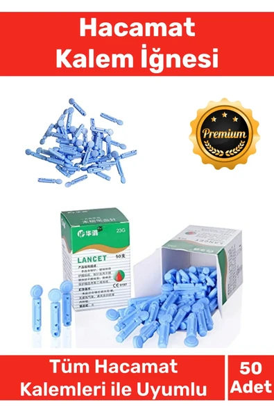 Profesyonel Tüm Kalemlerle Uyumlu Şeker Parmak Delme Hacamat 50 Adet Kalem İğnesi - 1 Kutu