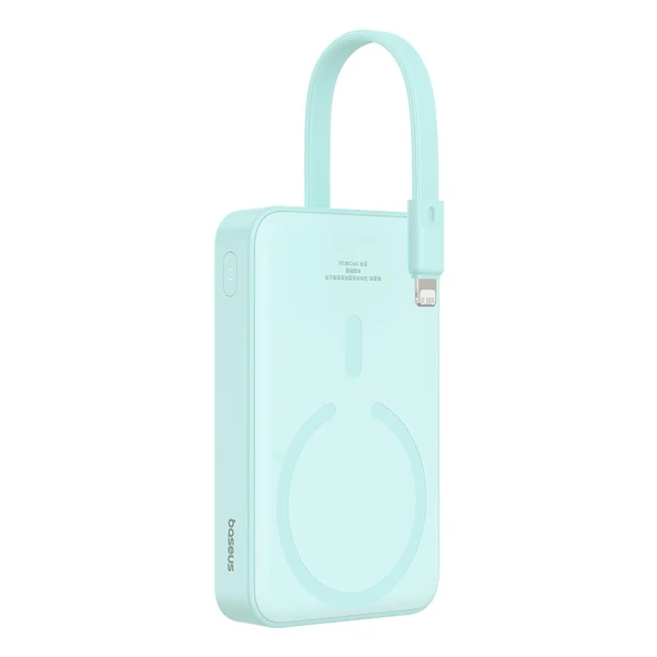 Baseus Magnetic Mini Wireless Fast Charge Power Bank iP Edition 10000mAh 20W Peppermint Blue（With Simple Series Charging Cable Type-C to Type-C (20V/3A) 30cm White) - 5