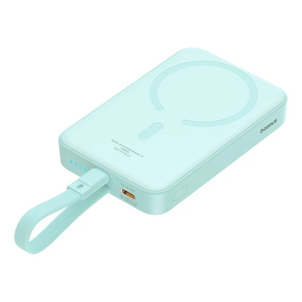 Baseus Magnetic Mini Wireless Fast Charge Power Bank iP Edition 10000mAh 20W Peppermint Blue（With Simple Series Charging Cable Type-C to Type-C (20V/3A) 30cm White) - 2