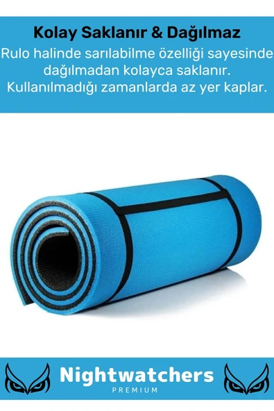 Premium Su Geçirmez Konforlu Taşıma Askılı Çift Taraflı Zemin Çadır Uyku Kamp Matı Yer Minderi 10mm - 5