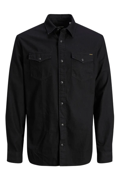 JACK JONES Erkek SİYAH Uzun Kollu Gömlek 12138115 - 5