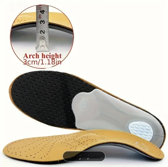 İçe Basma ,Düz Ve Çukur Tabanlar İçin Hakiki Deri Ortopedik Tabanlık- Naturel - 6