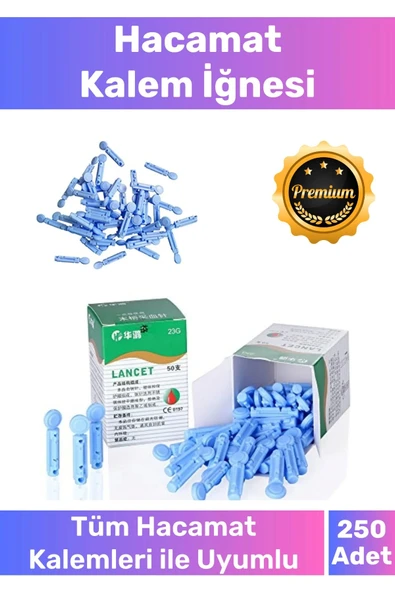 Profesyonel Tüm Kalemlerle Uyumlu Şeker Parmak Delme Hacamat 250 Adet Kalem İğnesi - 5 Kutu