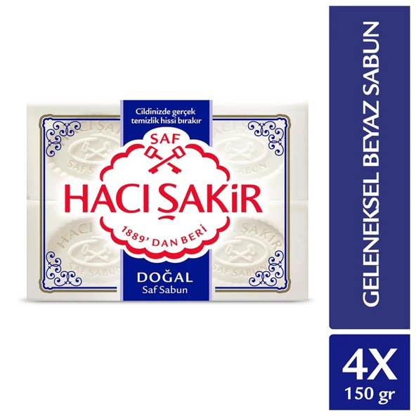 Hacı Şakir Doğal Beyaz Kalıp Sabun 4x150 G