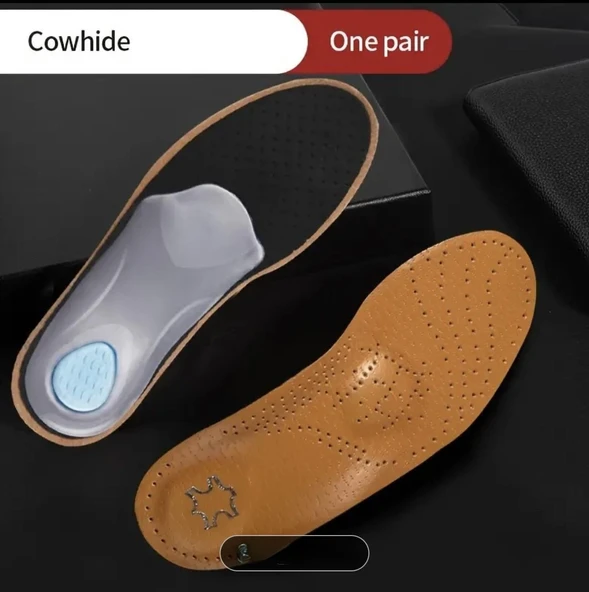 İçe Basma ,Düz Ve Çukur Tabanlar İçin Hakiki Deri Ortopedik Tabanlık- Naturel - 3