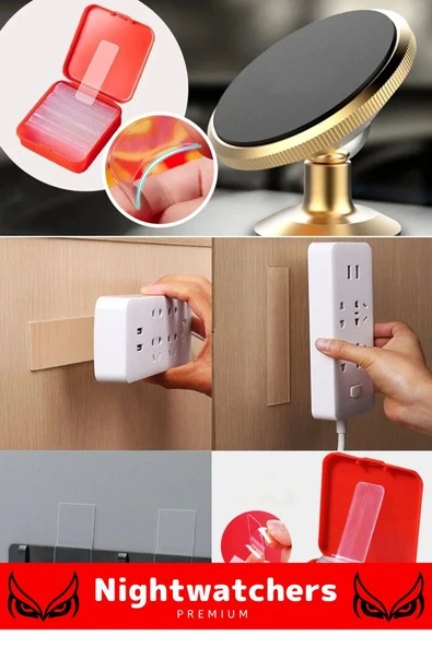 Deluxe Süper Güçlü Yapışkan Kolay Çıkarılabilir Çok Amaçlı 60 Parça Çift Taraflı Şeffaf Bant 4 Adet - 3