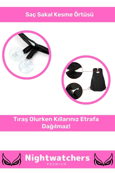 Deluxe Pratik Vakumlu Aynaya Yapıştırma Aparatlı Evde Saç Sakal Kesme Siyah- Beyaz Set Tıraş Örtüsü - 3