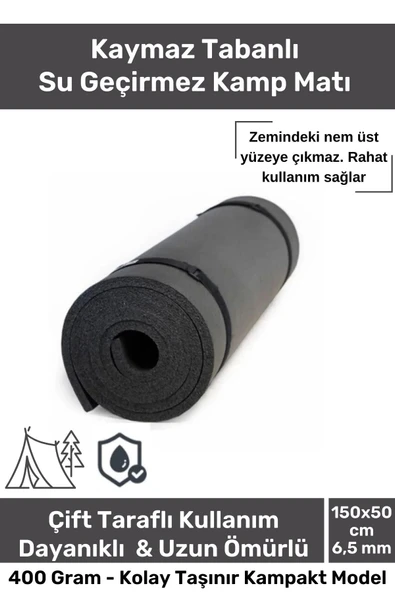 Premium Su Geçirmez Konforlu Taşıma Askılı Çift Taraflı Zemin Çadır Uyku Kamp Matı Yer Minderi 6,5mm