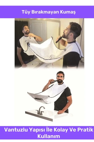 Deluxe Pratik Vakumlu Aynaya Yapıştırma Aparatlı Evde Saç Sakal Kesme Beyaz Tıraş Örtüsü - 2 Adet - 2