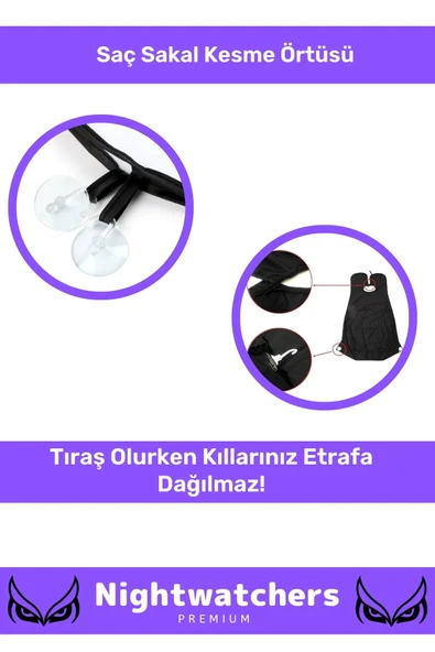 Deluxe Pratik Vakumlu Aynaya Yapıştırma Aparatlı Evde Saç Sakal Kesme Beyaz Tıraş Örtüsü - 2 Adet - 3