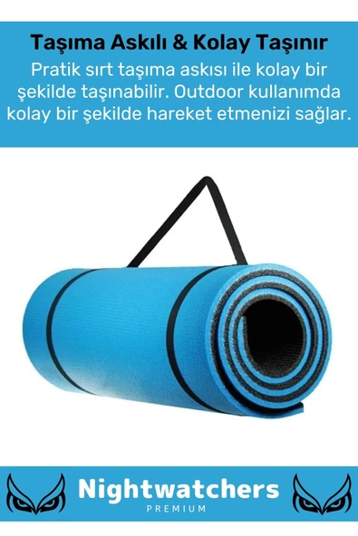 Premium Su Geçirmez Konforlu Taşıma Askılı Çift Taraflı Zemin Çadır Uyku Kamp Matı Yer Minderi 10mm - 2