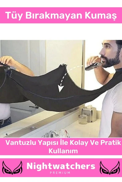 Deluxe Pratik Vakumlu Aynaya Yapıştırma Aparatlı Evde Saç Sakal Kesme Siyah- Beyaz Set Tıraş Örtüsü - 2