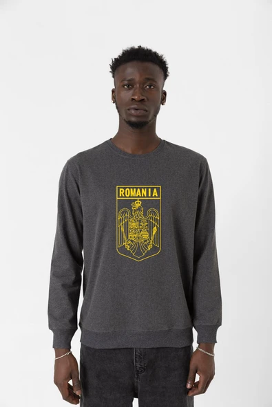 Romania Coat Arms Füme Erkek 2ip Sweatshirt