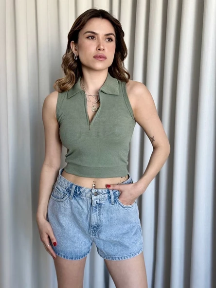 Kısa fermuarlı crop