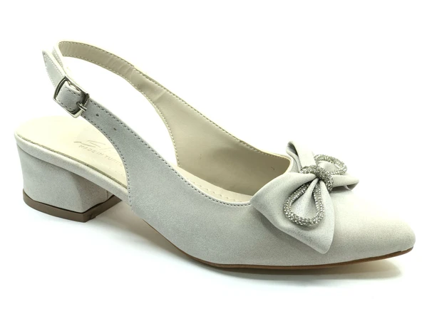 Mehtap Arkası Açık Fiyonk Taş Detaylı Klasik Kadın Topuklu Ayakkabı - Resim 14