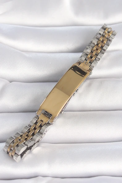 Gold Gümüş Renk Kalın Zincir Künye Model Erkek Bileklik - EBJ250412W32623 - 2