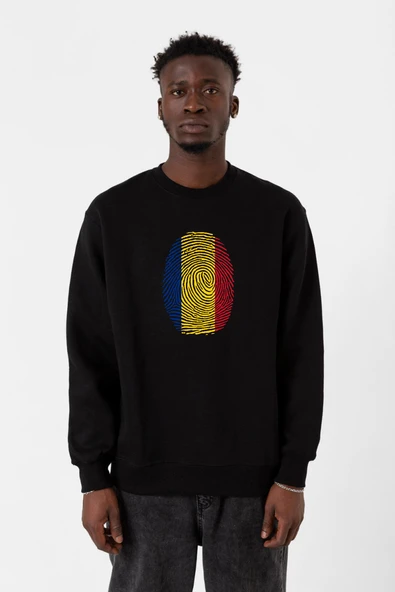Romania Fingerprint Siyah Erkek 2ip Sweatshirt