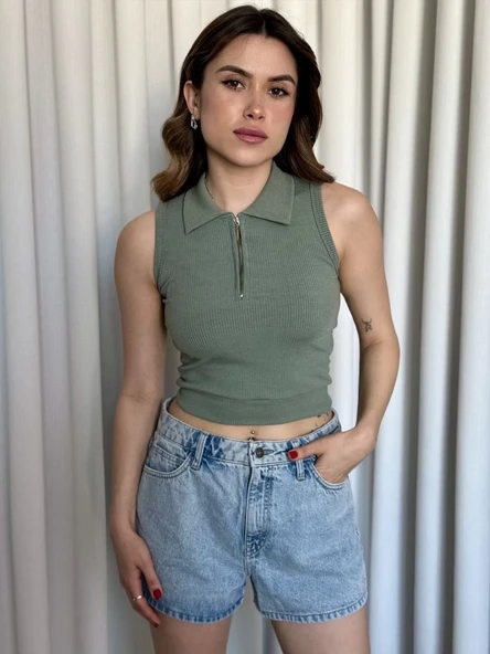 Kısa fermuarlı crop - 2