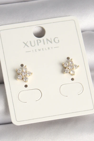 Pirinç Gold Renk Zirkon Taşlı Çiçek Model Xuping Kadın Küpe - EBJ250412W32578 ürün görseli