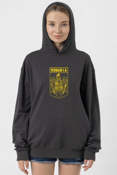 Romania Coat Arms Füme Kadın 2ip Kapşonlu - 1