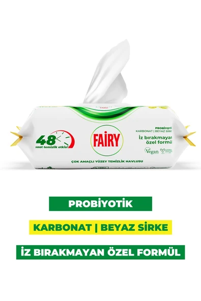 Fairy Çok Amaçlı Yüzey Temizleme Mendili 100 Yaprak 3 Adet | Limon Yağlı | Beyaz Sirke Karbonat - 3