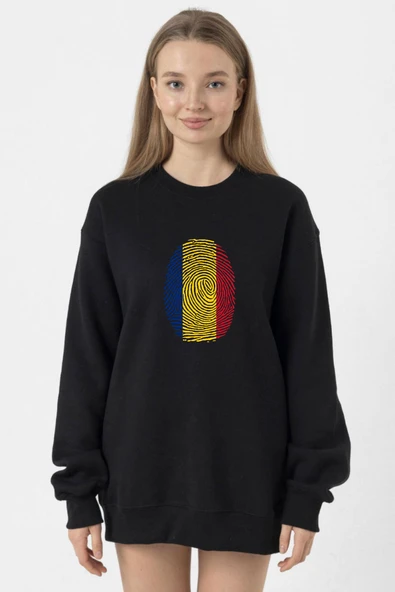 Romania Fingerprint Siyah Kadın 2ip Sweatshirt ürün görseli