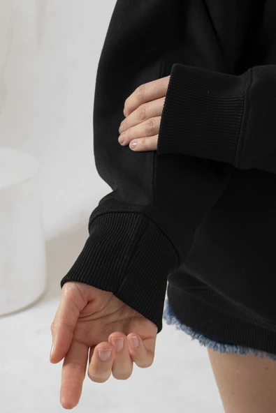 Romania Fingerprint Siyah Kadın 3ip Kapşonlu - Resim 5