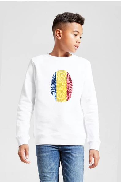 Romania Fingerprint Beyaz Çocuk 2ip Sweatshirt - 1