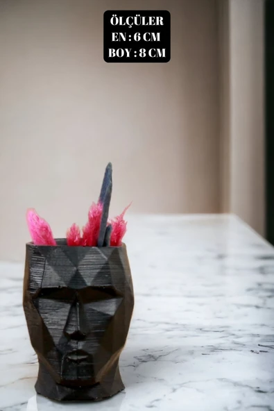 Dekoratif Vazo El Yapımı Siyah Renk Model 15 - Resim 2