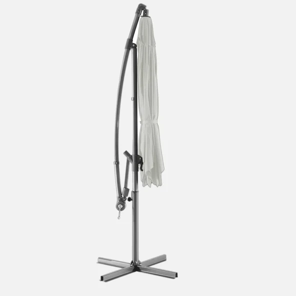 Parasol Şemsiye Krem Çap: 300 cm - 14 kg - Eğilebilme Özelliği - Ayak Çapı: 48 cm - Polyester - Resim 2