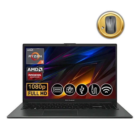 Asus VivoBook Go 15 R3-7320U 8GB 512GB M.2 SSD E1504FA-NJ097  ATL27 15.6" Fdos Notebook +Mouse