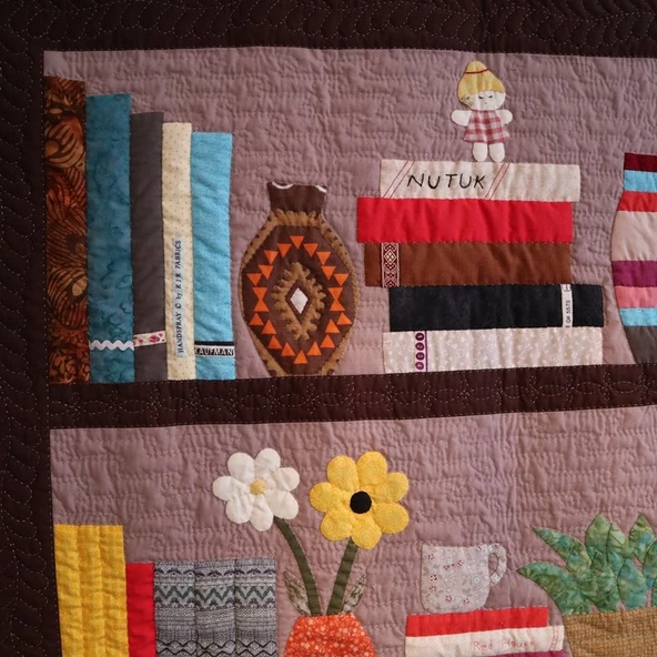 Patchwork Üç Raf Kitaplık Duvar Panosu - 2