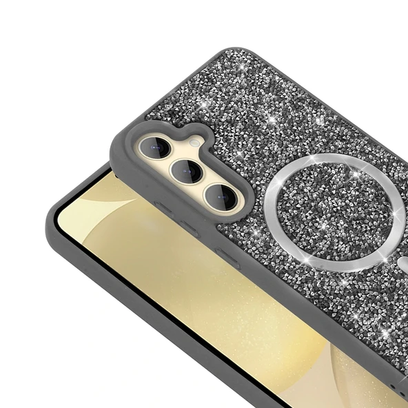 Galaxy S24 FE Kılıf Pırlanta Tasarımlı Magsafe Şarj Özellikli Redclick Mozaik Silikon Kapak - Resim 7