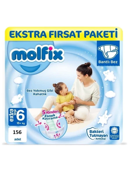 Molfix 6 Numara Extra Large 156'lı Bebek Bezi - Resim 1